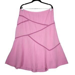 Lane Bryant Womens Linen Blend Midi Skirt Plus Size 14 / 16 Lilac Crochet Lace